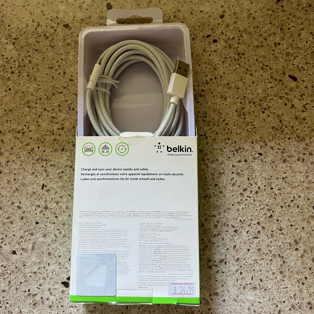 NEW Belkin Lightning to USB Cable 9.8 ft for Apple iPhone and iPad - Picture 4 of 4